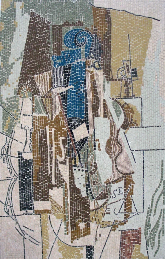 Mosaïque Violon au café (contemporain - Picasso) - en marble