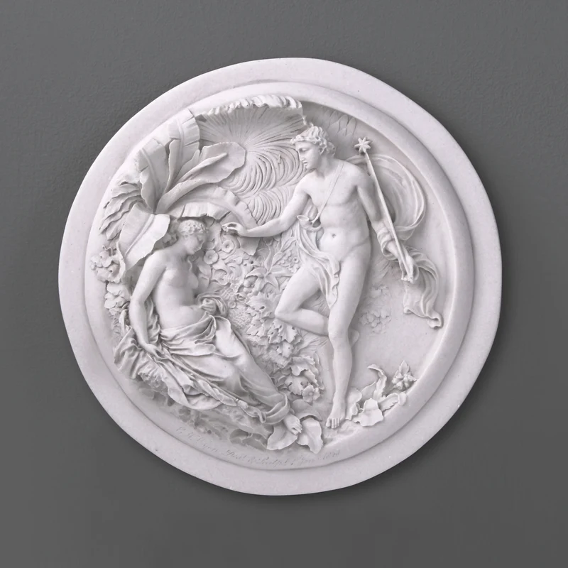 Obéron et Titania - Bas-Relief - sculpture en marbre