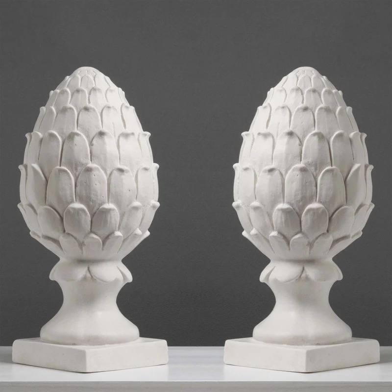 Paire de 2 Grandes Sculptures d’Artichaut de Jardin (Ornements Décoratifs)
