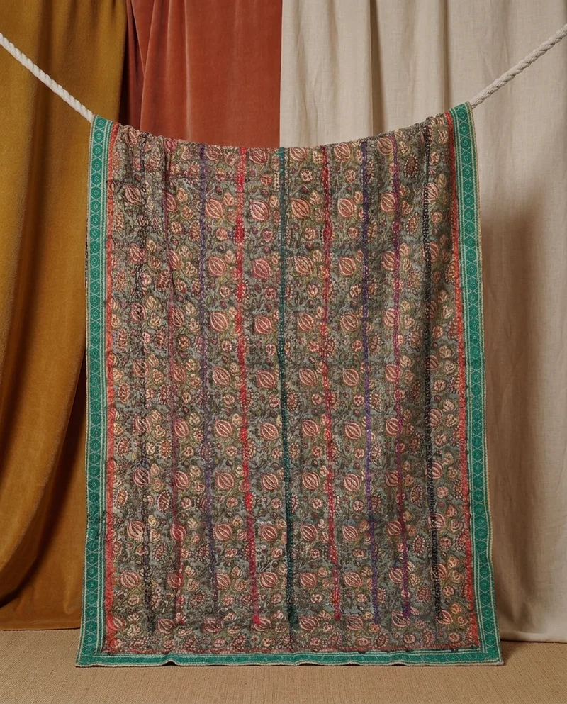 Pièce artisanale Kantha Zellige