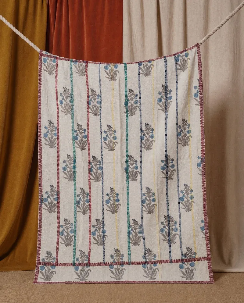 Pièce artisanale Kantha Plante