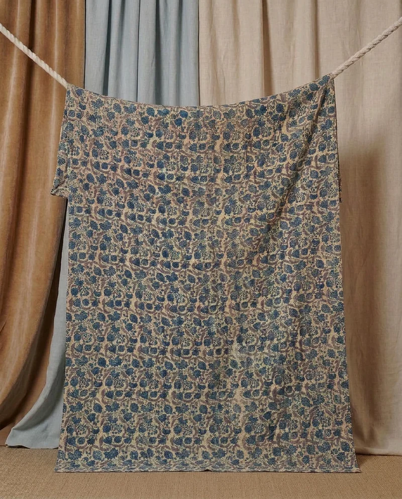 Pièce artisanale Kantha Celadon