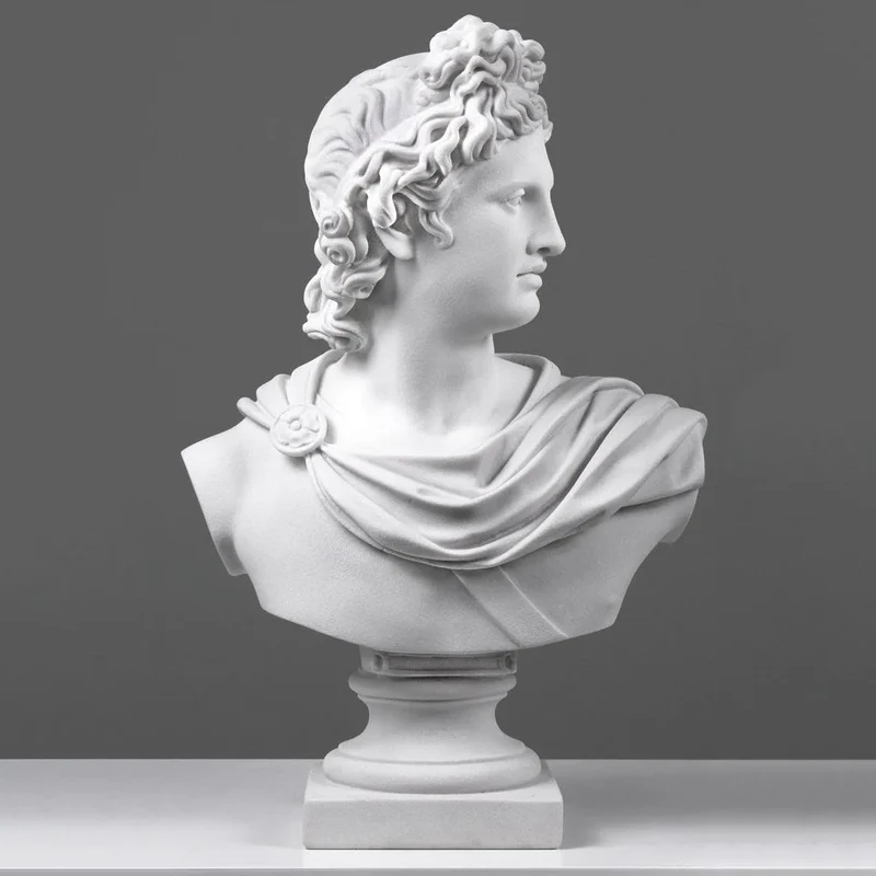 Buste d'Apollon - grande sculpture en marbre blanc