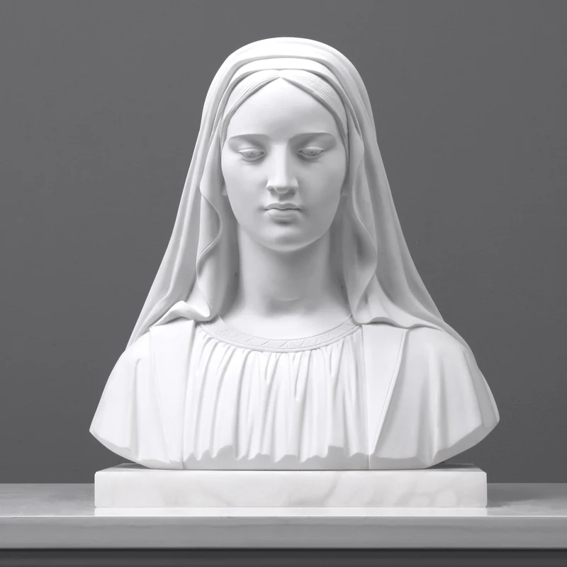 Buste de dame voilée - sculpture en marbre