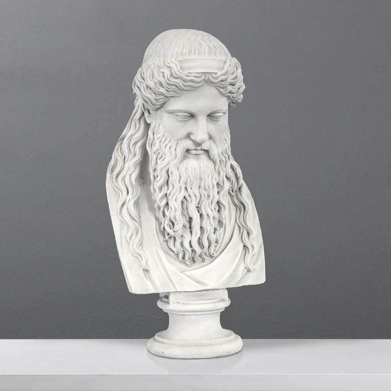 Buste de Dionysos - grande sculpture en marbre blanc