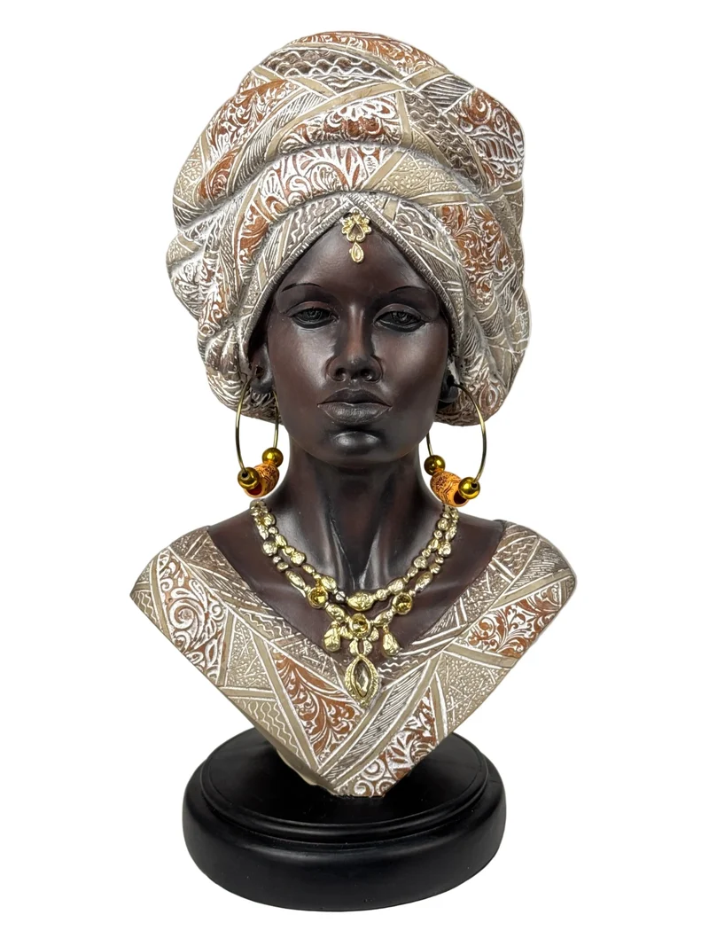 Buste de Femme Africaine (Blanc et Or)
