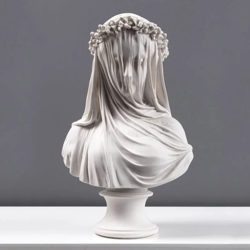Buste de La Vierge Voilée - sculpture en marbre