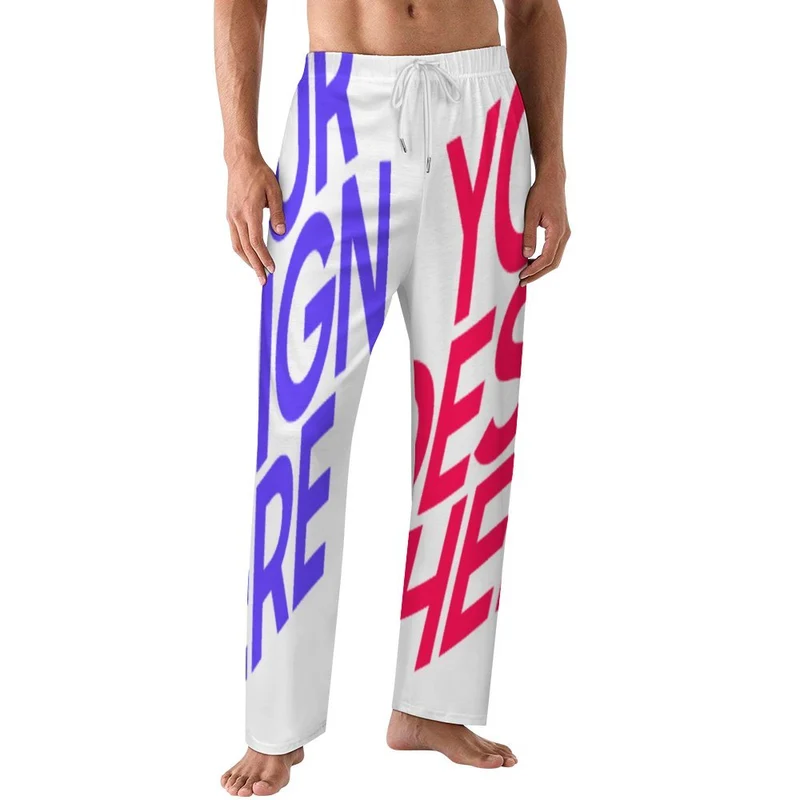 Pantalon de pyjama ample cordon de serrage homme LM071 taille S-5XL personnalisée avec prénom motif texte (conception multi-images)
