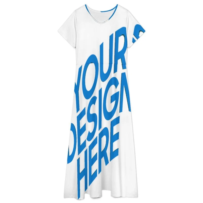 Robe longue d'été col V femme A83Q personnalisé avec photo texte prénom