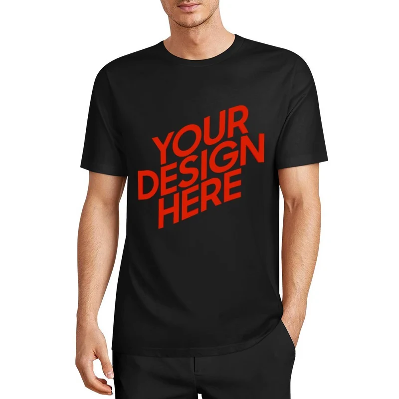 T-shirt unisexe 100 % coton biologique imprimé sur le devant personnalisé avec photo texte prénom