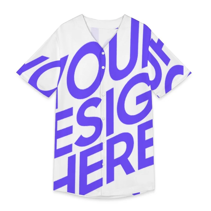 Chemise de baseball boutonnée classique pour hommes GEJ hip hop softball t-shirt à manches courtes personnalisé avec photo texte prénom (conception une image)