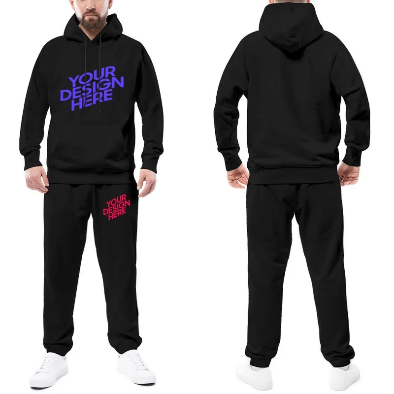 Sweat à capuche ensemble veste et pantalon de survêtement homme personnalisé avec photo et texte