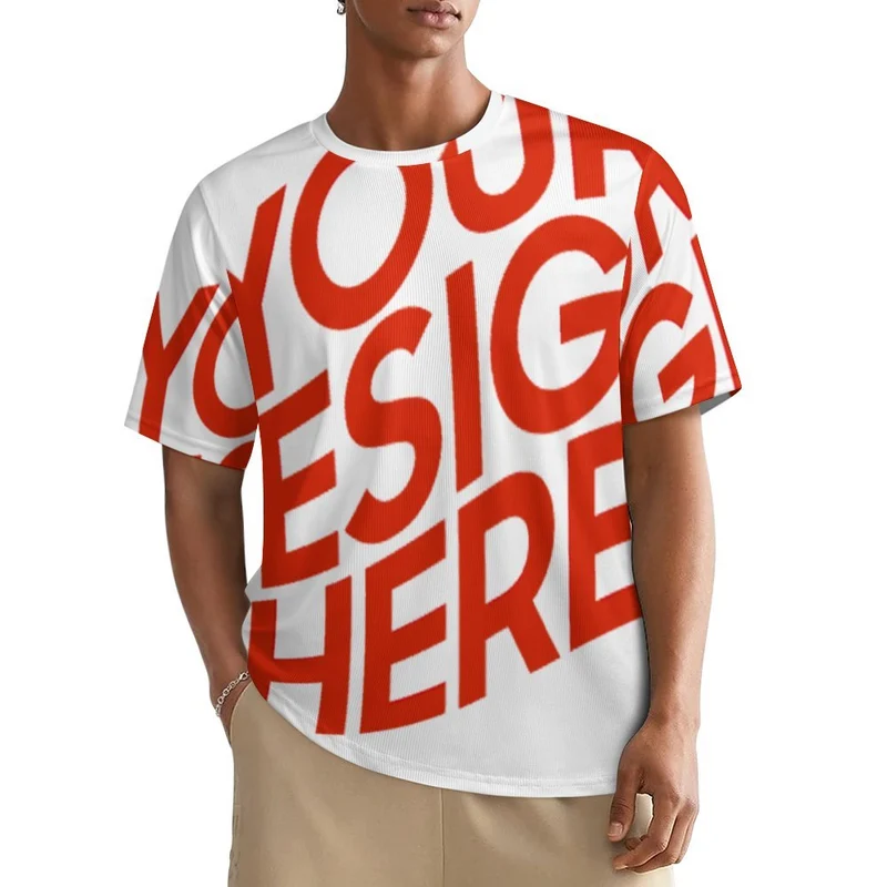 T-shirt coupe classique à manches courtes et col rond NT pour femmes et hommes personnalisé avec photo texte prénom (conception une image)