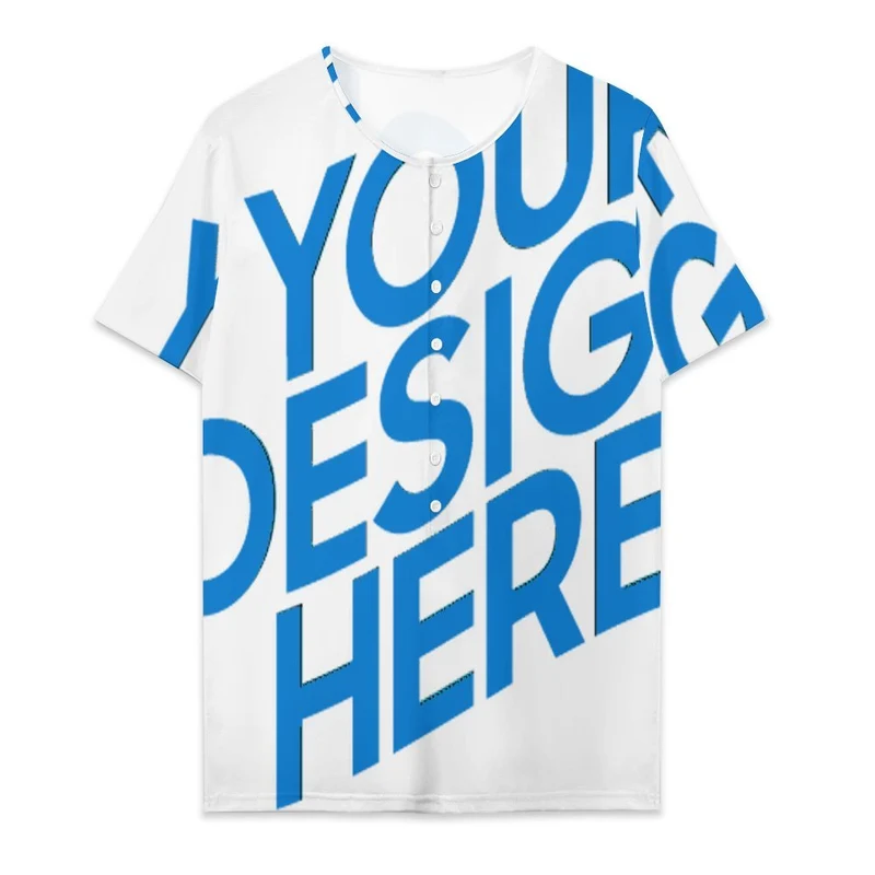 T-shirt col Henley manches courtes homme OMDT09 personnalisé avec photo texte prénom (conception une image)