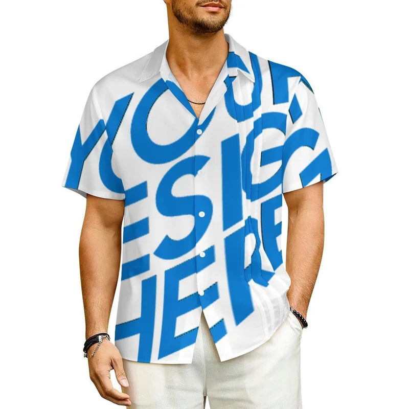Chemise plissée manches courtes homme LM005 personnalisé avec photo texte prénom (conception une image)