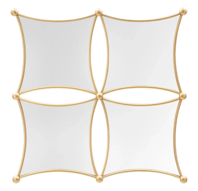 Petit miroir géométrique en métal - ensemble de 4 miroirs carrés