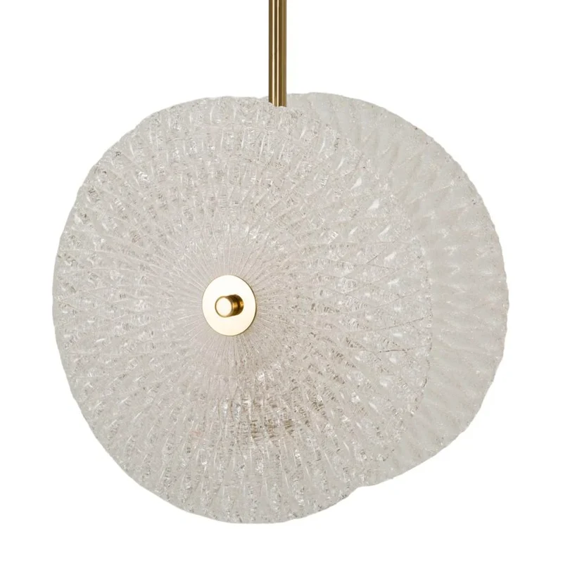 Plafonnier doré et en verre avec disques blancs – Modern Design