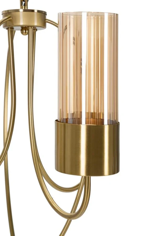 Plafonnier en métal doré en forme de goutte avec 3 lumières