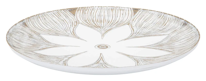 Plateau décoratif blanc avec motif de fleurs