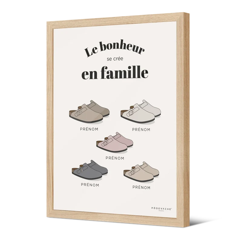 Affiche encadrée personnalisée Bonheur en Famille