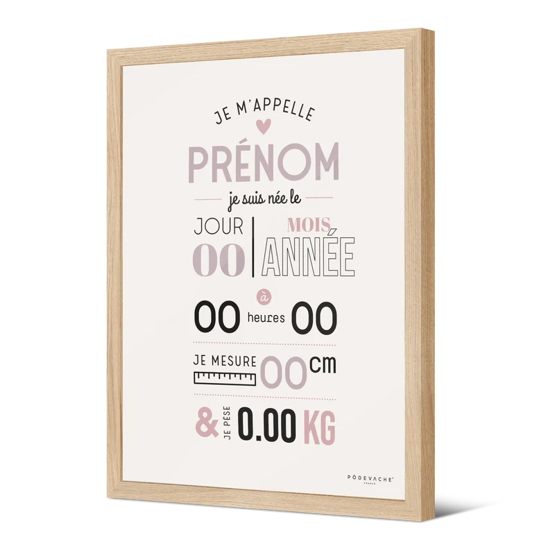 Affiche encadrée personnalisée Je M'appelle Girl