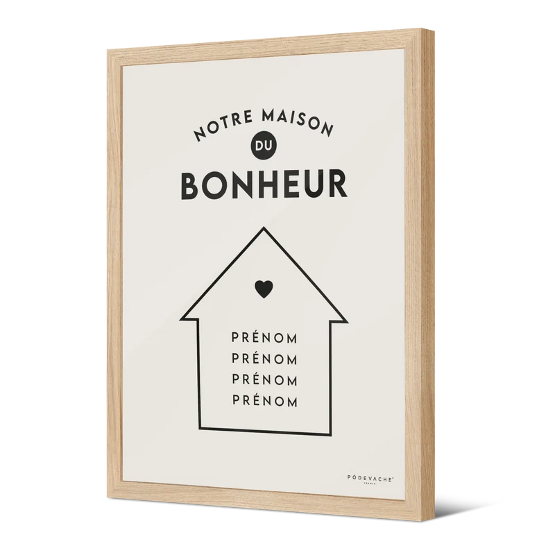 Affiche encadrée personnalisée Notre Maison du Bonheur