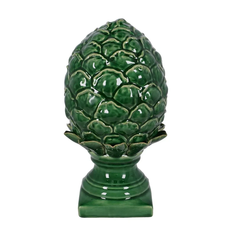 Pomme de pin décorative en céramique verte