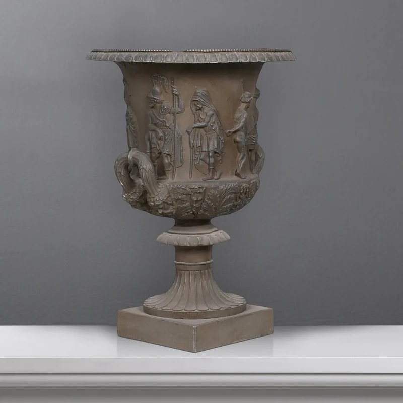 Pot de fleur classique - grande sculpture en marbre blanc