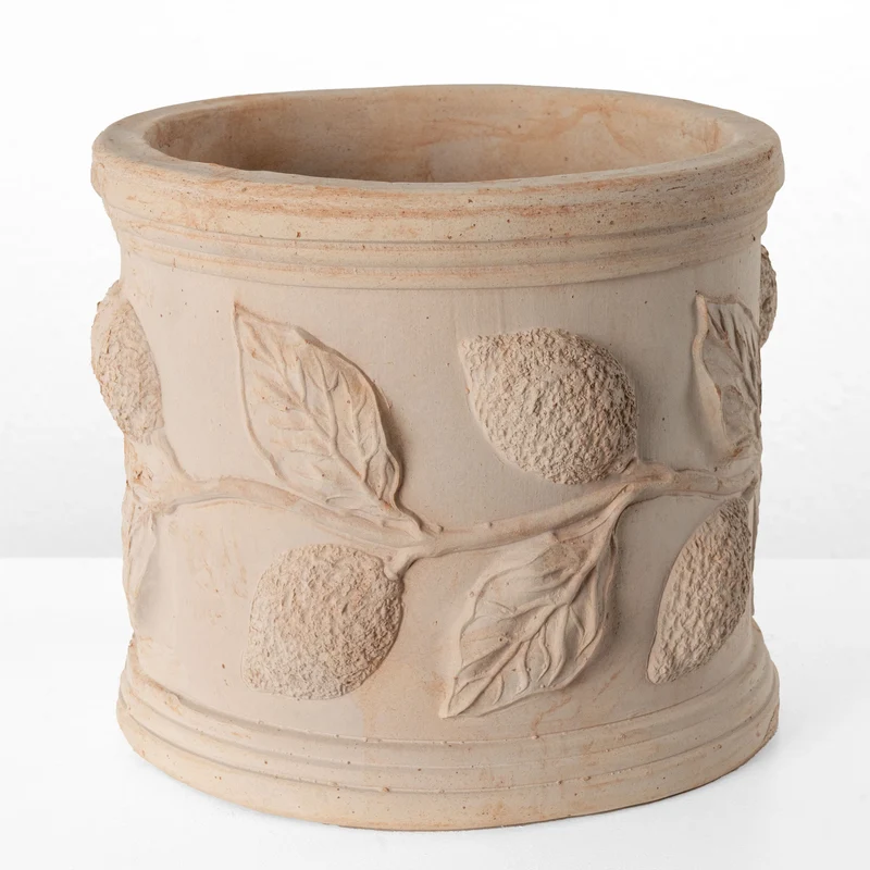 Pot en terre cuite avec relief de citron (Cylindrique)