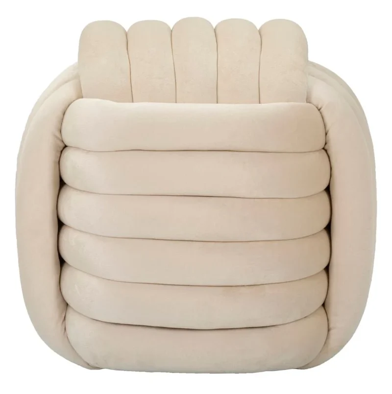 Pouf en velours crème – Siège d'appoint rembourré Sofy