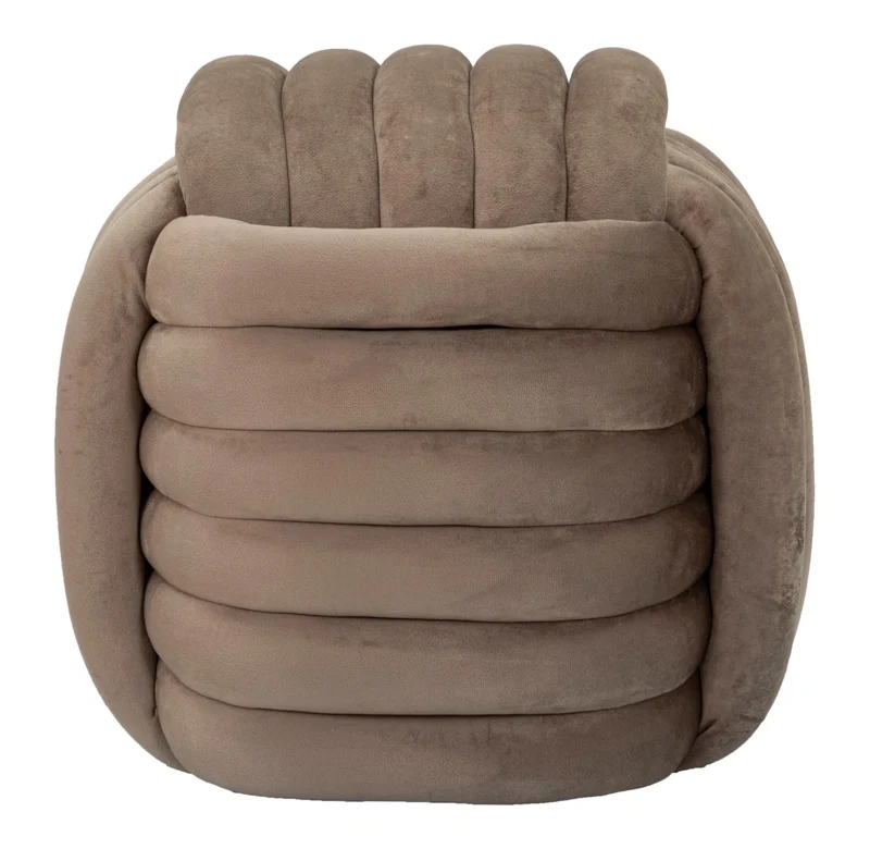 Pouf en velours gris – Siège d'appoint rembourré Sofy