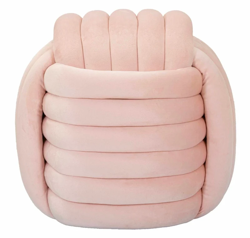 Pouf en velours rose – Siège d'appoint rembourré Sofy