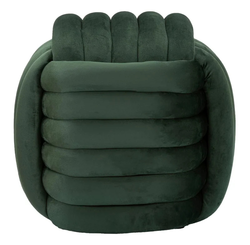 Pouf en velours vert – Siège d'appoint rembourré Sofy