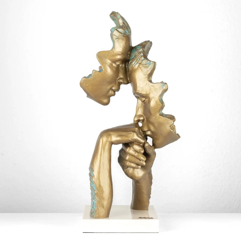 Sculpture Amants « Caress » par Anglada sur Base en Marbre