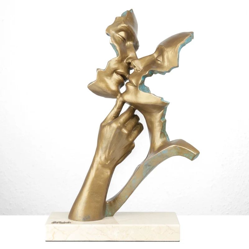 Sculpture Amants « Warmth » par Anglada sur Base en Marbre