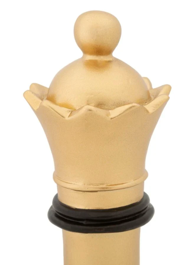 Sculpture d'une pièce d'échecs en forme de reine (dorée et noire)