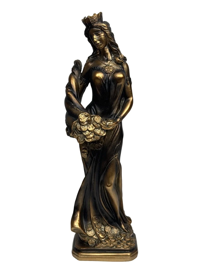 Sculpture de Fortuna – Déesse de la Chance et de la Richesse (Laiton Patiné Noir)