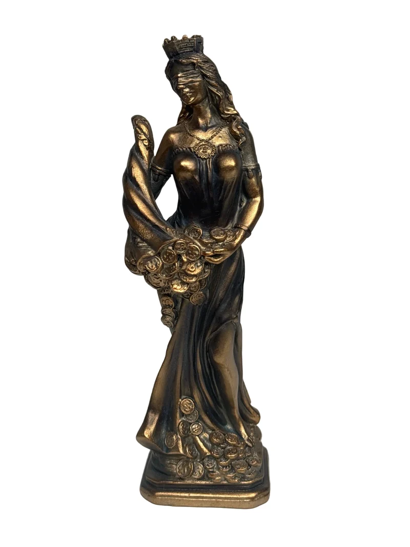 Sculpture de Fortuna – Déesse de la Chance et de la Richesse (Petite, Laiton Patiné Noir)