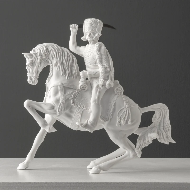 Sculpture de hussard monté – Cavalerie du XIXe siècle