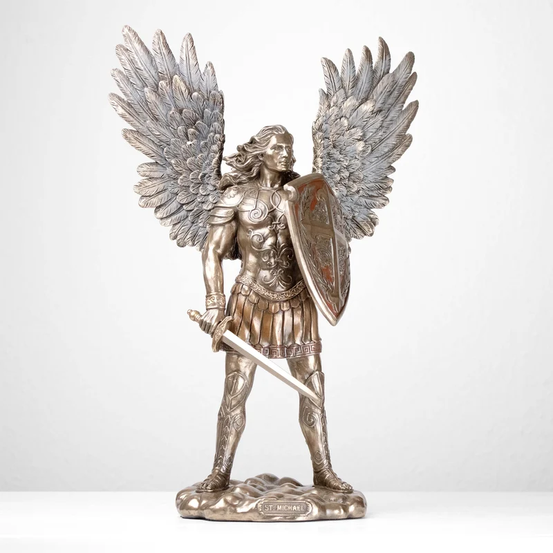 Sculpture de Saint Michel Archange – Défenseur du Ciel (Statue en bronze reconstitué)