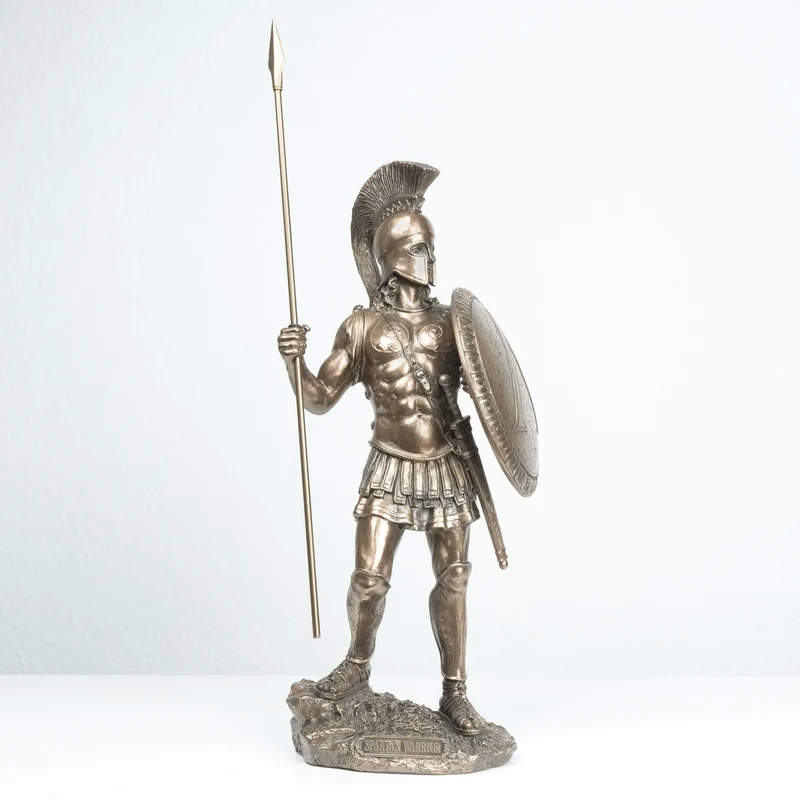 Sculpture Guerrier Spartiate (Statue militaire grecque en bronze coulé à froid)