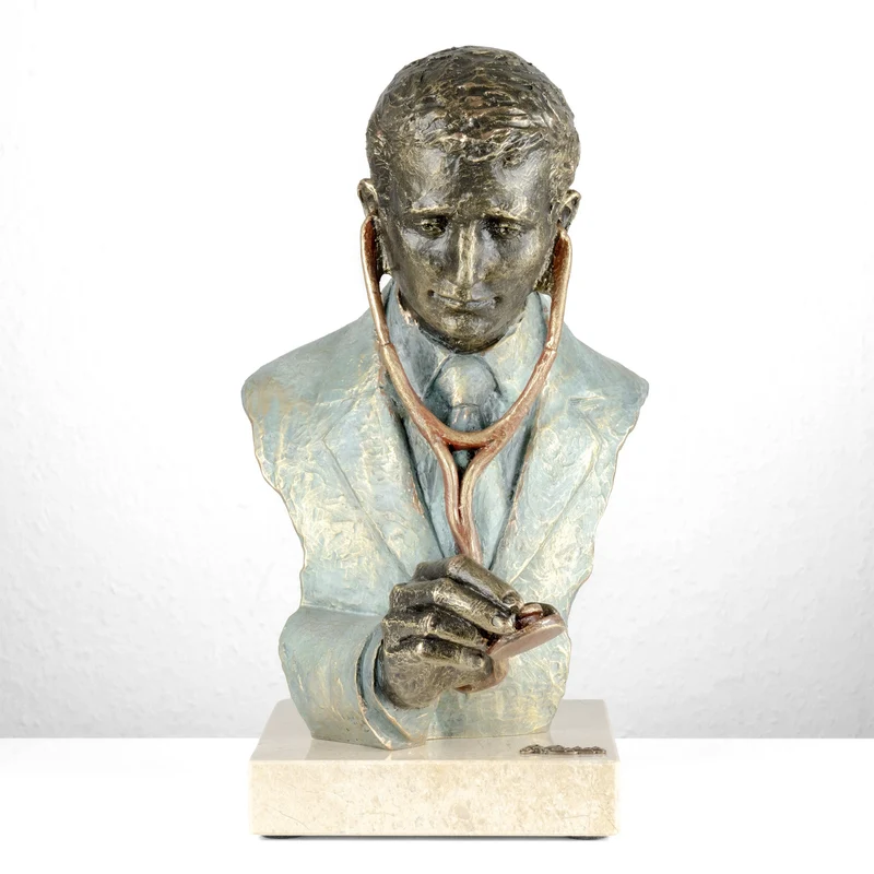 Sculpture Médecin par Anglada sur Base en Marbre