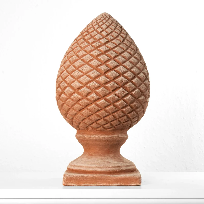 Sculpture pomme de pin en terre cuite (Fleuron)
