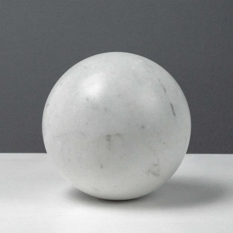 Sculpture Sphérique en Marbre Blanc (Grande Sphère)