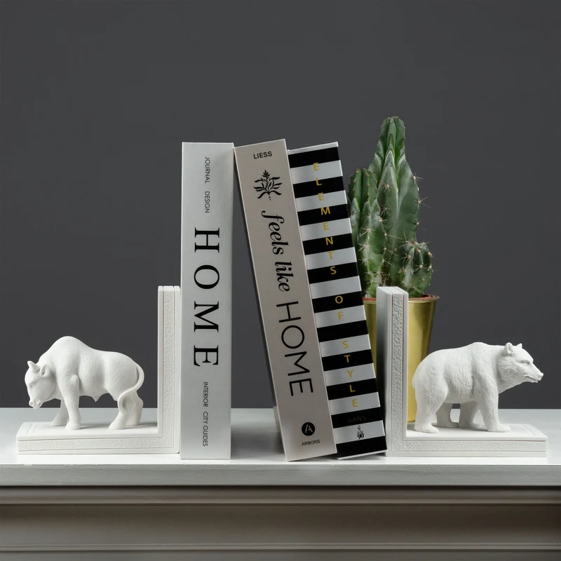 Serre-livres Taureau & Ours — Symboles de Force et d’Équilibre