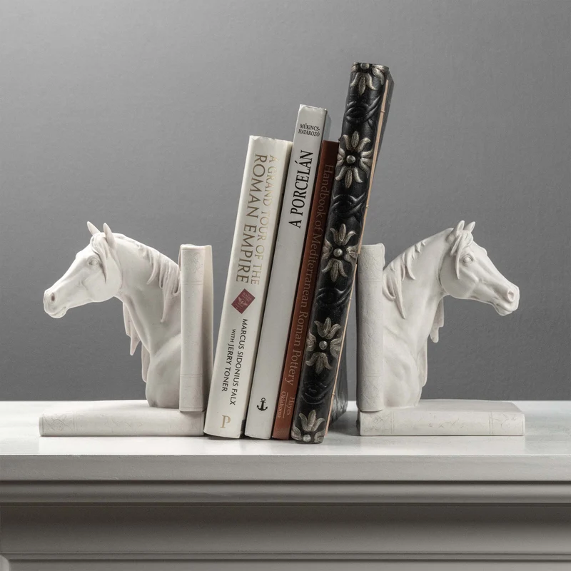 Serre-livres tête de cheval – Paire de bustes équestres