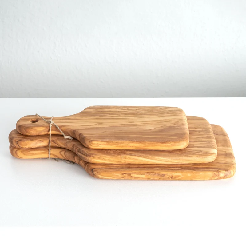 Set de Planches à Découper – Coffret Cadeau – Bois d’Olivier Fait Main (3 Pièces)