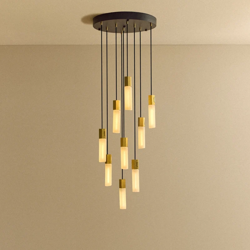 Basalt Nine Pendant in Brass