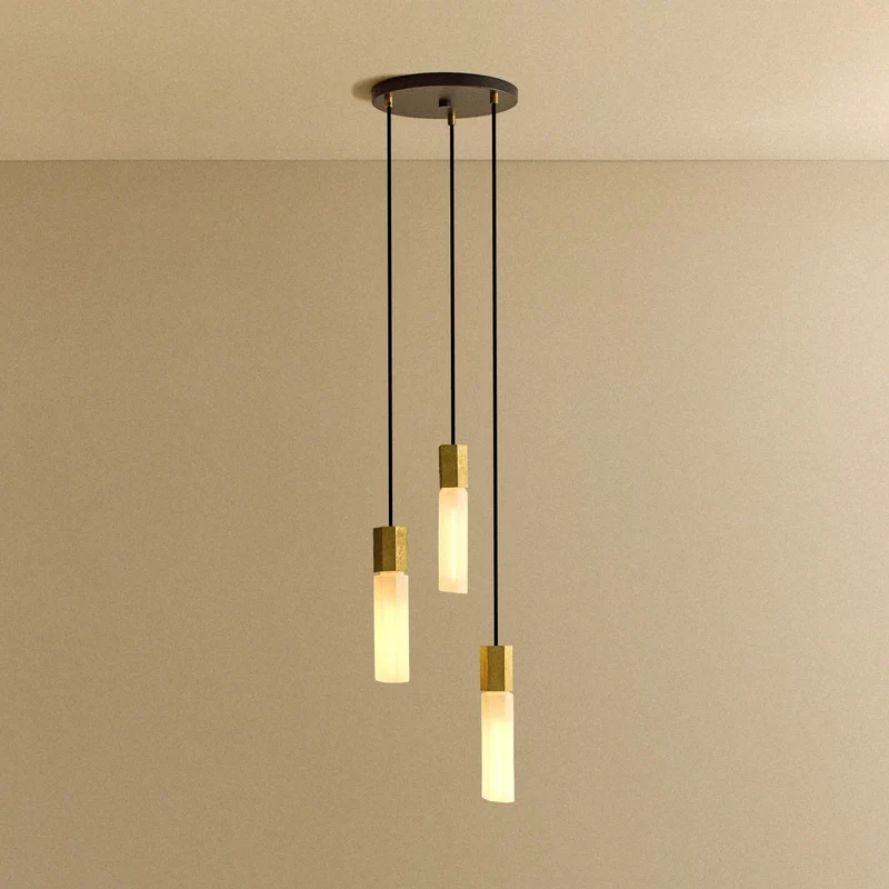 Basalt Triple Pendant in Brass