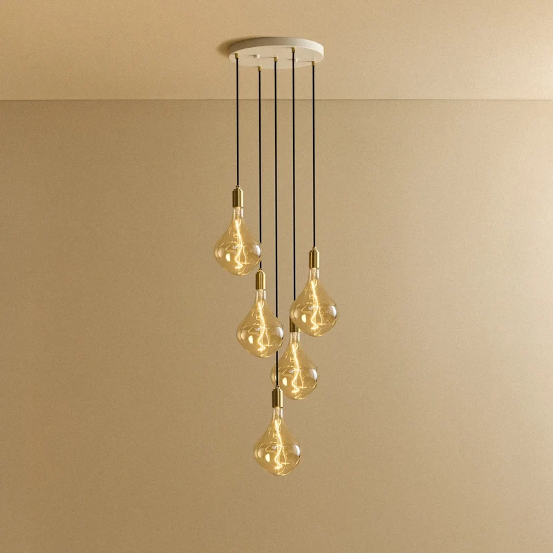 Five Pendant in Brass + Voronoi II